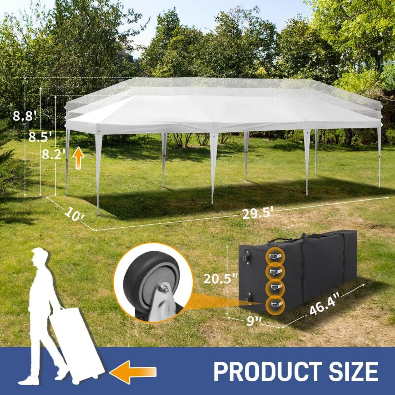 10x30ft Outdoor Pop Up Canopy, Portable Instant Canopy Tent for Outdoor Events Party Wedding Birthday Graduation, White - Image 5