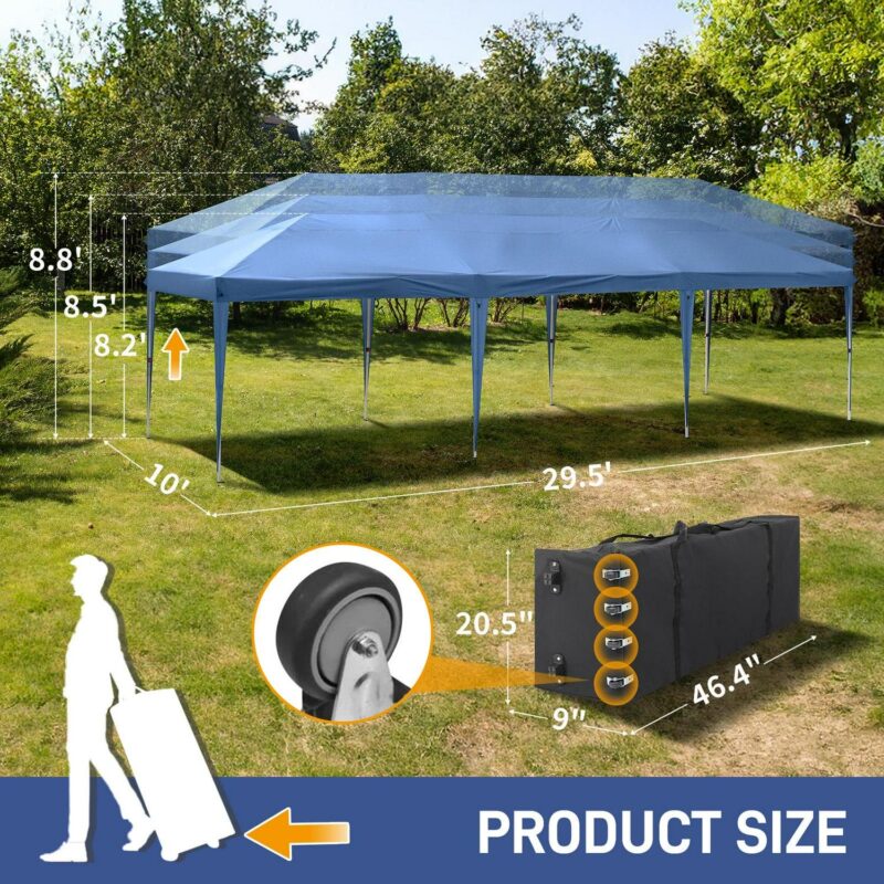 10x30ft Outdoor Pop Up Canopy, Portable Instant Canopy Tent for Outdoor Events Party Wedding Birthday Graduation, Blue - Image 10
