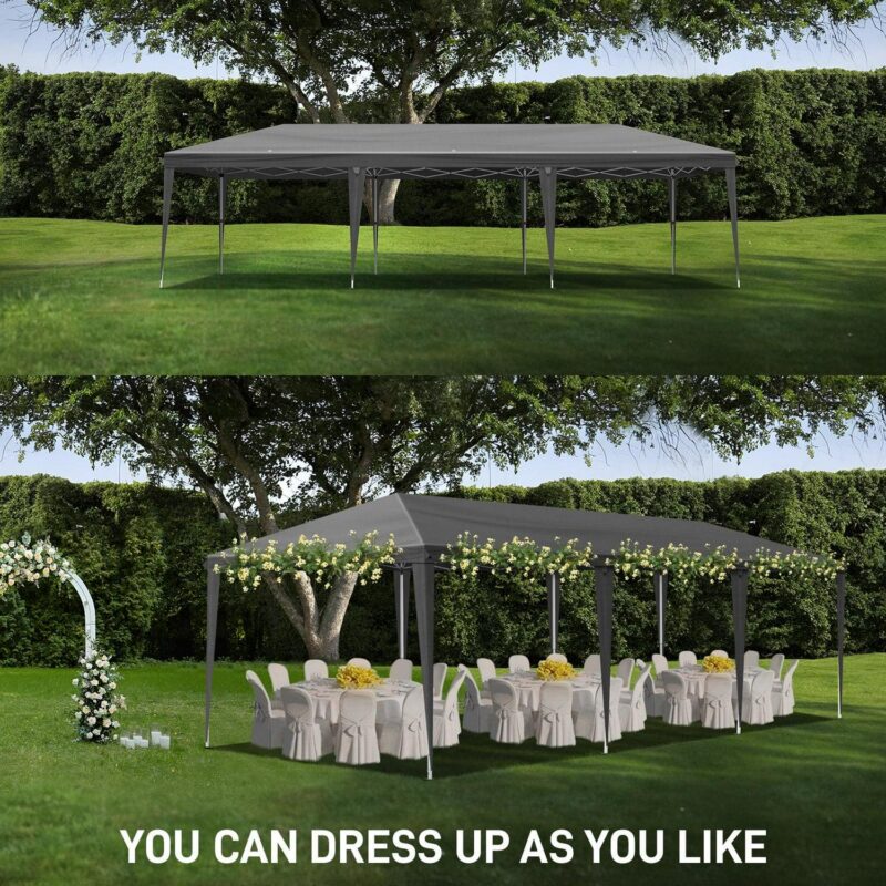 10x30ft Outdoor Pop Up Canopy, Portable Instant Canopy Tent for Outdoor Events Party Wedding Birthday Graduation, Dark Grey - Image 15