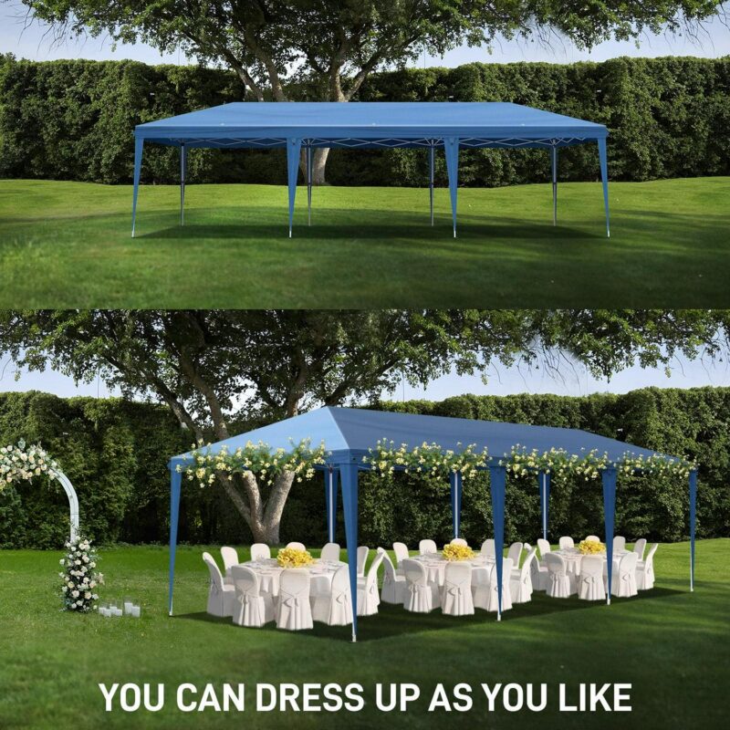 10x30ft Outdoor Pop Up Canopy, Portable Instant Canopy Tent for Outdoor Events Party Wedding Birthday Graduation, Blue - Image 13