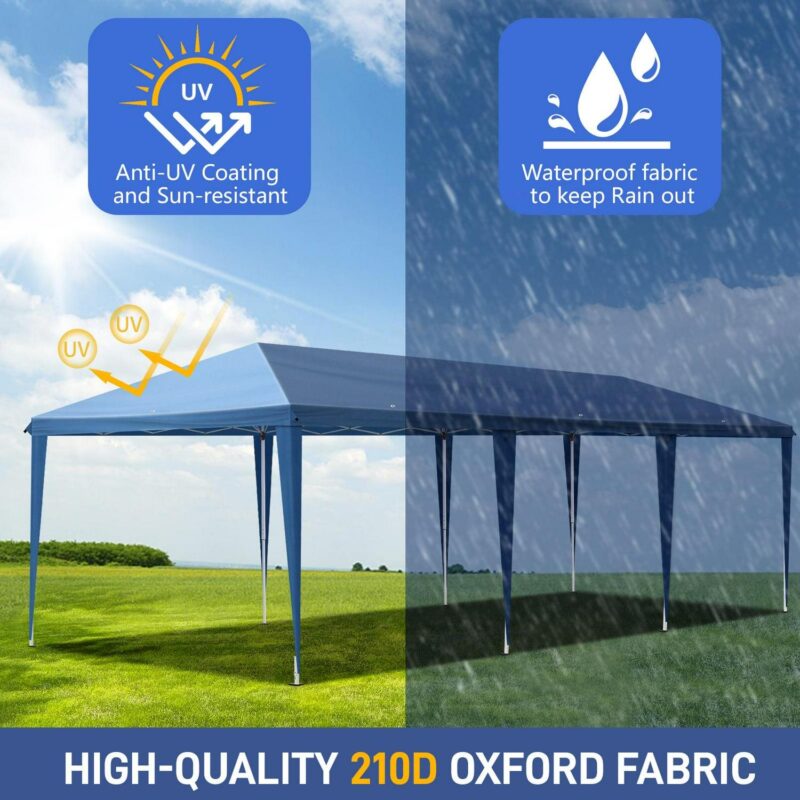 10x30ft Outdoor Pop Up Canopy, Portable Instant Canopy Tent for Outdoor Events Party Wedding Birthday Graduation, Blue - Image 6