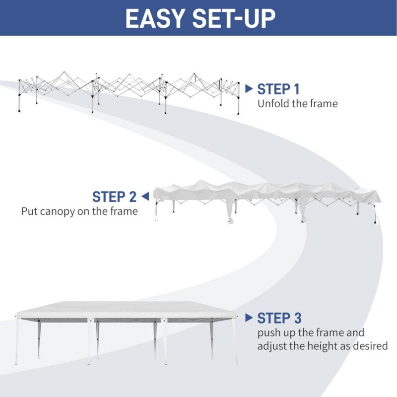 10x30ft Outdoor Pop Up Canopy, Portable Instant Canopy Tent for Outdoor Events Party Wedding Birthday Graduation, White - Image 14