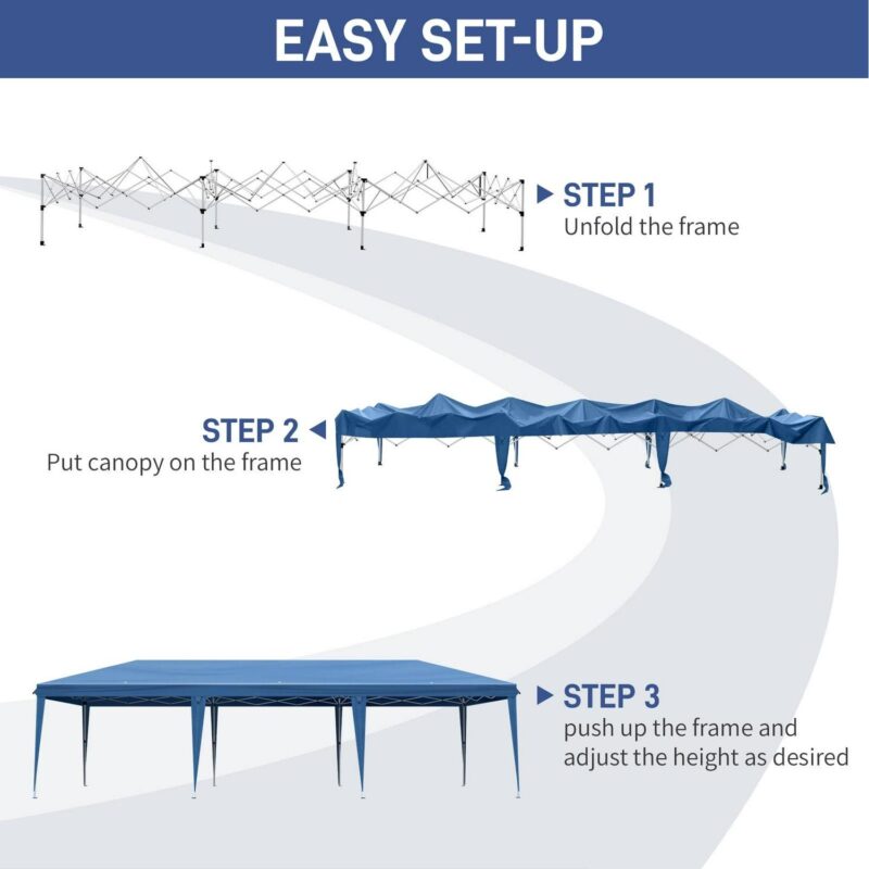 10x30ft Outdoor Pop Up Canopy, Portable Instant Canopy Tent for Outdoor Events Party Wedding Birthday Graduation, Blue - Image 11