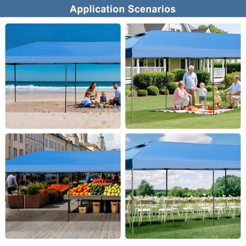 10x30ft Pop Up Canopy,Wedding Tent, Event Tent for Parties, Carpas para Fiestas with Wheeled Bag, Sidewalls for Patio,Wedding, Backyard,Blue - Image 5