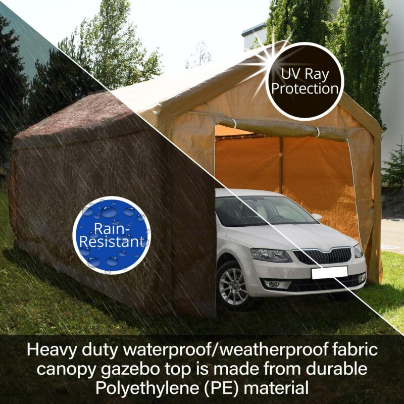 ALEKO 10' x 20' Steel Frame with PVC Removable Walls Canopy Carport Tent, Heavy Duty, Beige Color - Image 22