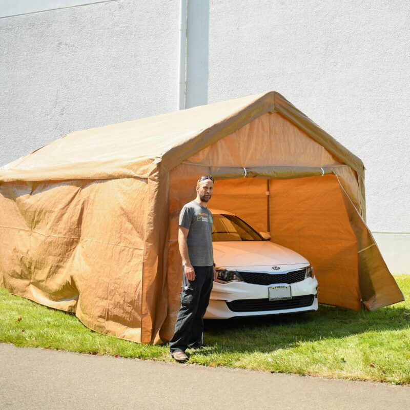 ALEKO 10' x 20' Steel Frame with PVC Removable Walls Canopy Carport Tent, Heavy Duty, Beige Color - Image 5
