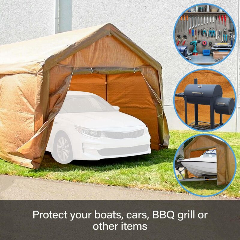 ALEKO 10' x 20' Steel Frame with PVC Removable Walls Canopy Carport Tent, Heavy Duty, Beige Color - Image 23