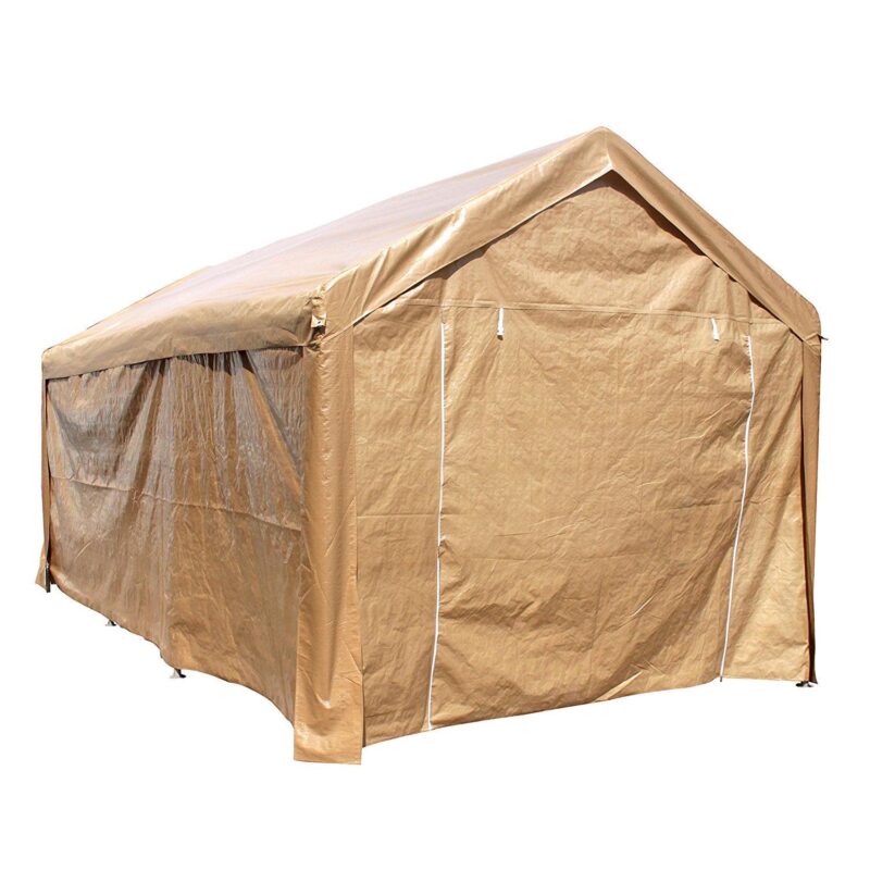 ALEKO 10' x 20' Steel Frame with PVC Removable Walls Canopy Carport Tent, Heavy Duty, Beige Color - Image 6