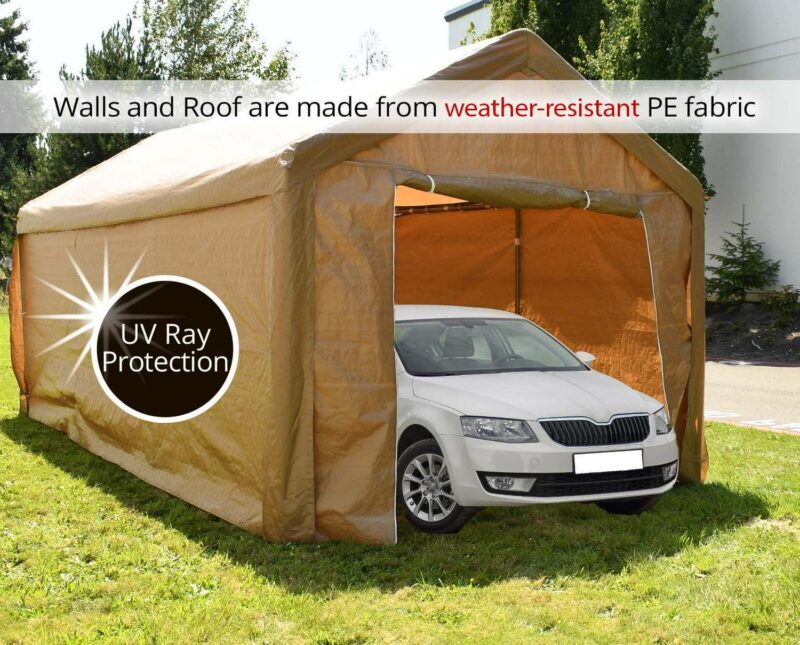 ALEKO 10' x 20' Steel Frame with PVC Removable Walls Canopy Carport Tent, Heavy Duty, Beige Color - Image 14