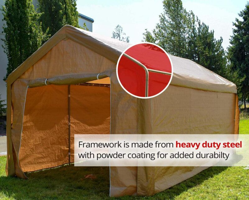 ALEKO 10' x 20' Steel Frame with PVC Removable Walls Canopy Carport Tent, Heavy Duty, Beige Color - Image 10