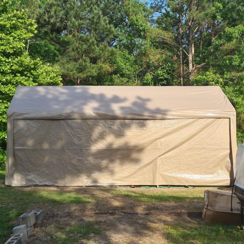 ALEKO 10' x 20' Steel Frame with PVC Removable Walls Canopy Carport Tent, Heavy Duty, Beige Color - Image 20