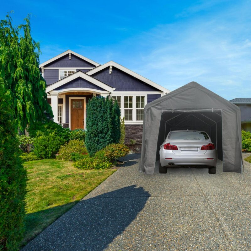 ALEKO Heavy Duty Outdoor Powder Coated Steel with Weatherproof Fabric Canopy Carport Tent, 10x20 feet, Gray - Image 8