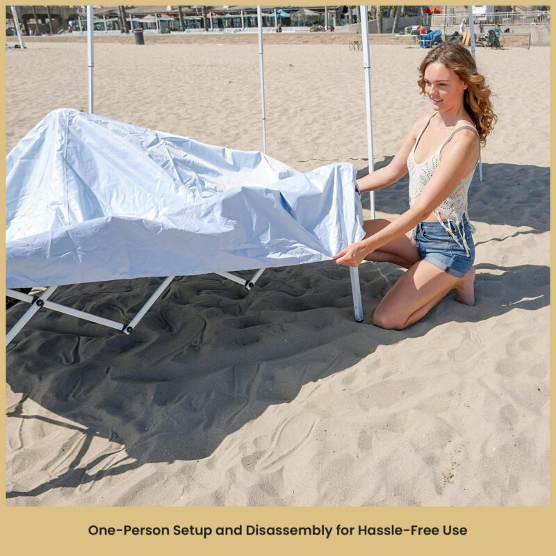 ARROWHEAD OUTDOOR Backpack Pop-up Canopy with Sunwall, Sand Bags, Guide Ropes, Ground Stakes, 6'x6' / 8'x8' Top to Bottom - White - Image 6