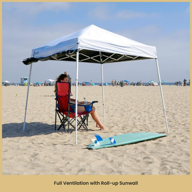 ARROWHEAD OUTDOOR Backpack Pop-up Canopy with Sunwall, Sand Bags, Guide Ropes, Ground Stakes, 6'x6' / 8'x8' Top to Bottom - White - Image 3