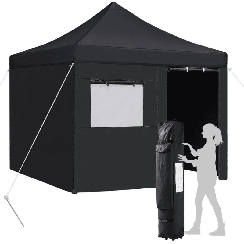Alden Design 10' x 10' Enclosed Outdoor Canopy with Wheeled Carry Bag, Black - Image 4