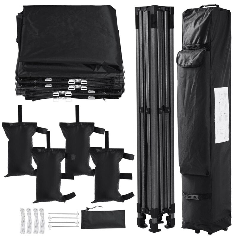 Alden Design 10' x 10' Enclosed Outdoor Canopy with Wheeled Carry Bag, Black - Image 6