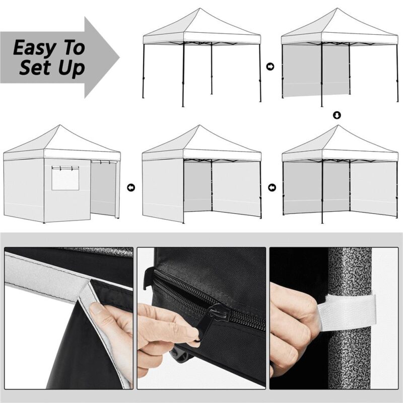 Alden Design 10' x 10' Enclosed Outdoor Canopy with Wheeled Carry Bag, Black - Image 7