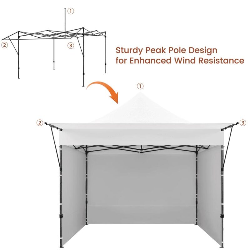 Alden Design 10ft Commercial Pop-up Canopy W/ 3 Sidewalls and Adjustable Awning for Outdoor, White - Image 3