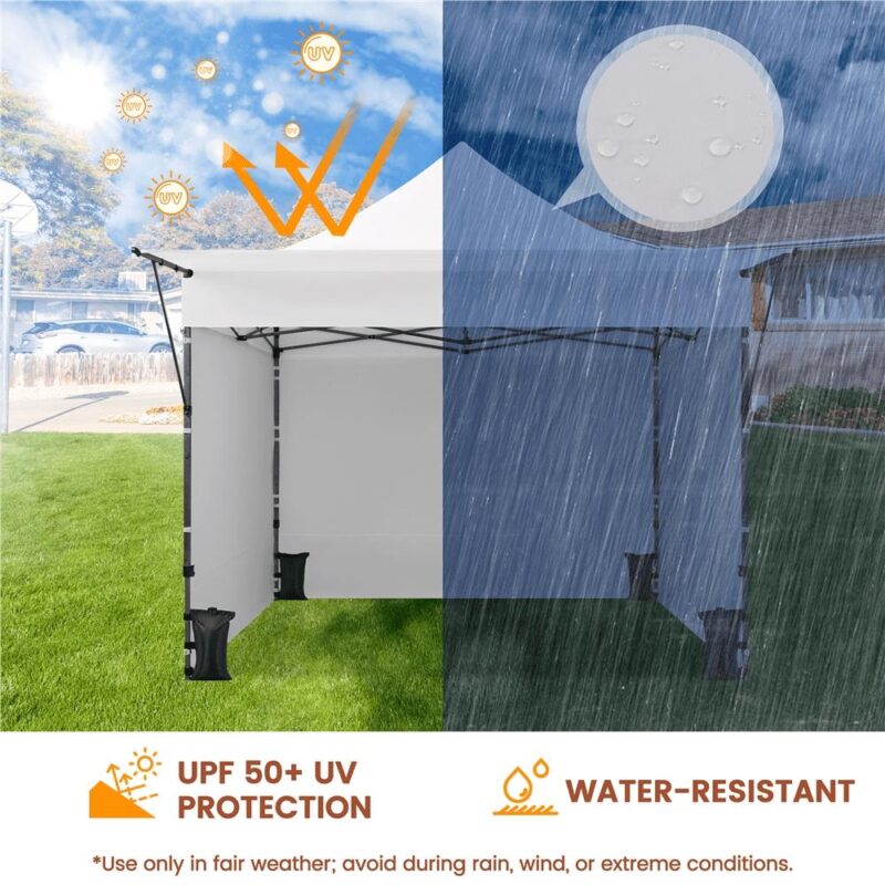 Alden Design 10ft Commercial Pop-up Canopy W/ 3 Sidewalls and Adjustable Awning for Outdoor, White - Image 9
