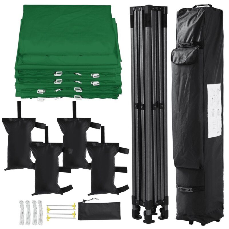 Alden Design 10x10ft Commercial Canopy with 4 Removable Sidewalls for Outdoor, Dark Green - Image 8