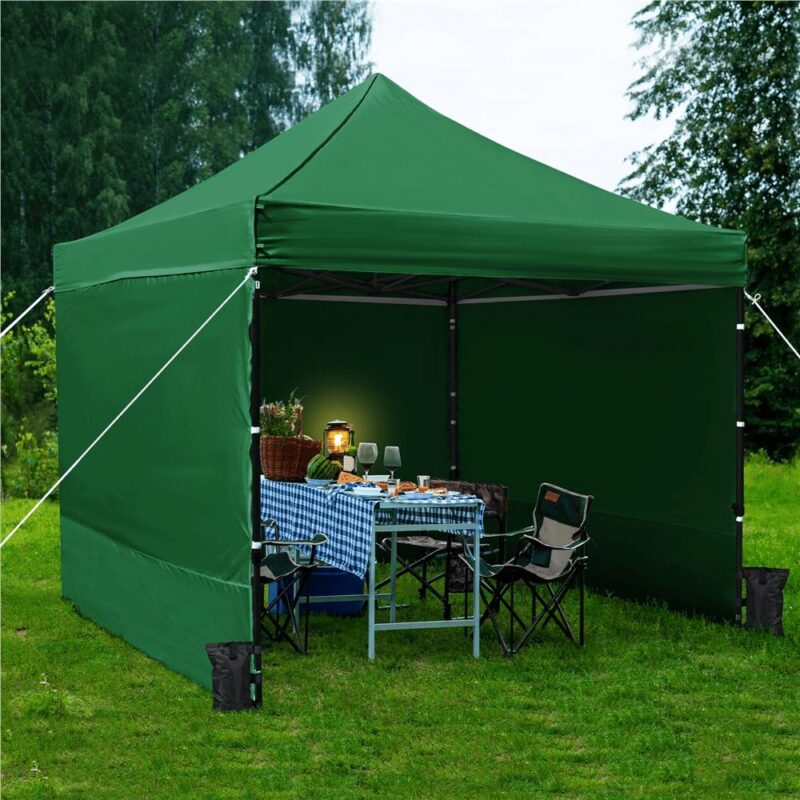 Alden Design 10x10ft Commercial Canopy with 4 Removable Sidewalls for Outdoor, Dark Green - Image 3