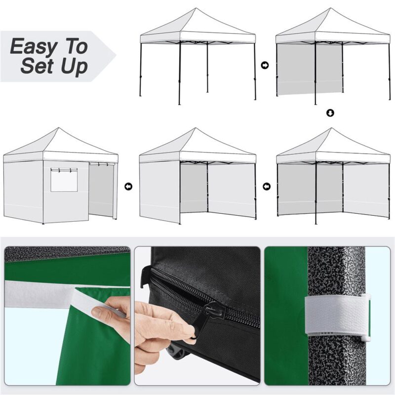 Alden Design 10x10ft Commercial Canopy with 4 Removable Sidewalls for Outdoor, Dark Green - Image 9