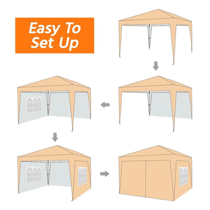 Alden Design 10x10ft Outdoor Canopy Enclosed Instant Tent with Sidewall Window for Party Wedding Marketing, Beige - Image 8
