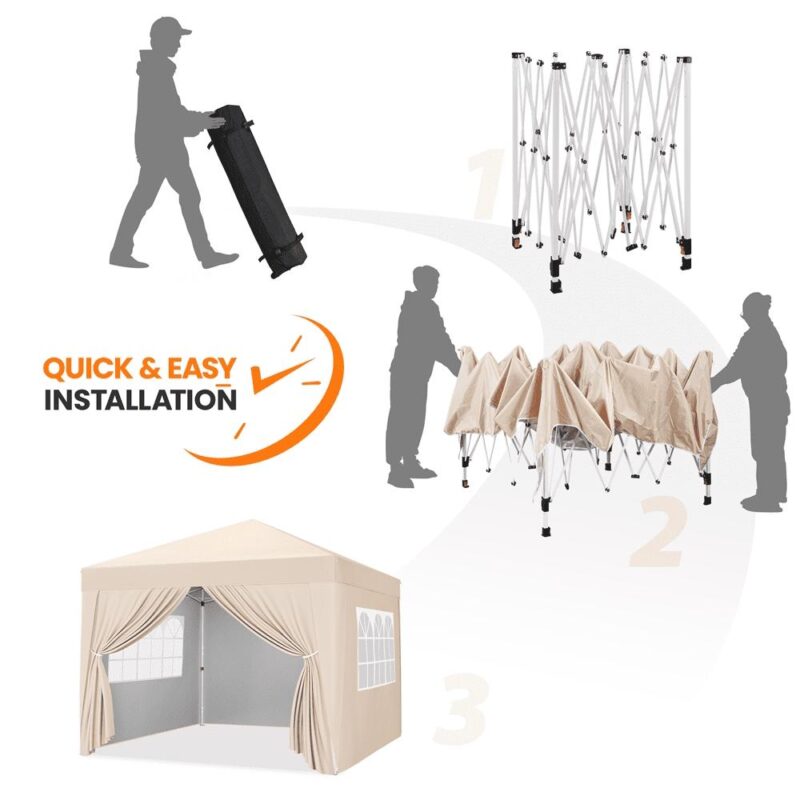 Alden Design 10x10ft Outdoor Canopy Enclosed Instant Tent with Sidewall Window for Party Wedding Marketing, Beige - Image 6