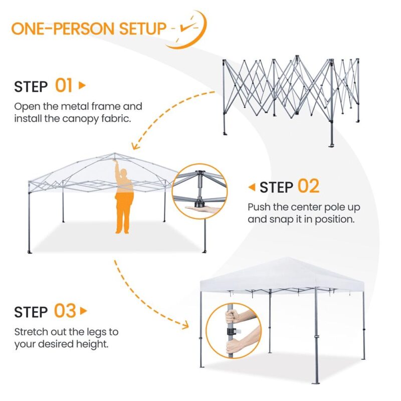 Alden Design 12 x 12 ft Pop-up Canopy with Single-Person Setup Mechanism, White - Image 8