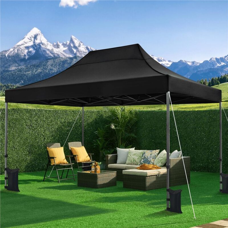 Alden Design 15x10 FT Pop-up Commercial Canopy with Roller Bag and Sandbags, Black - Image 2