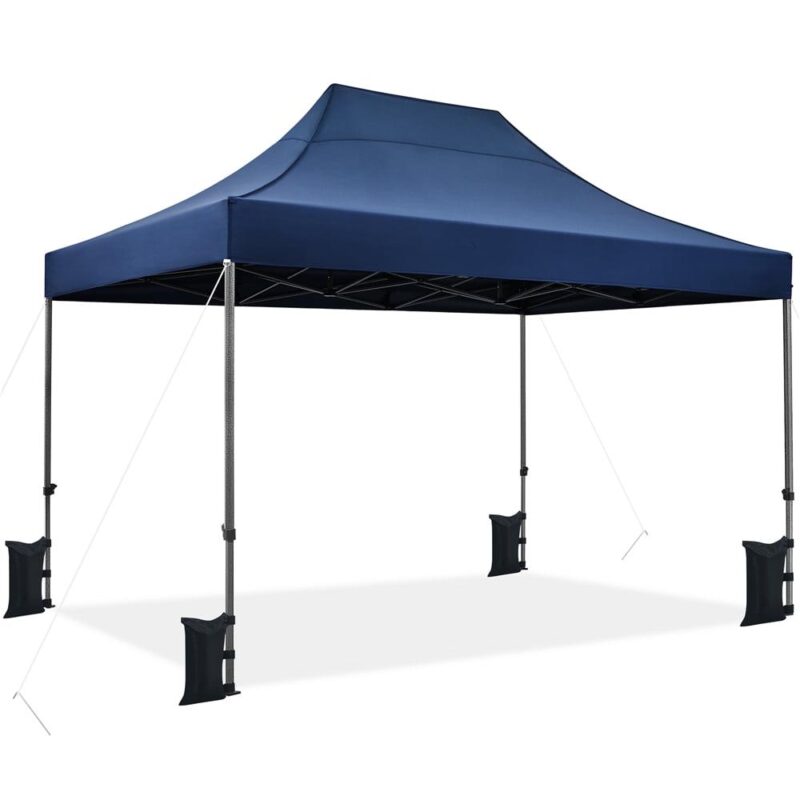 Alden Design 15x10 FT Pop-up Commercial Canopy with Roller Bag and Sandbags, Navy Blue