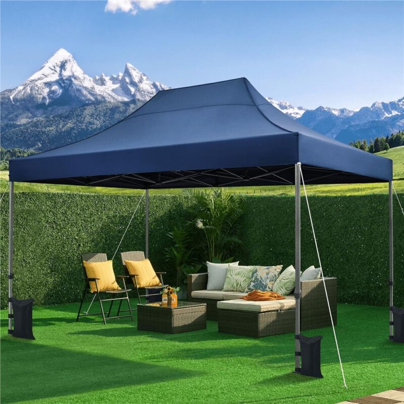 Alden Design 15x10 FT Pop-up Commercial Canopy with Roller Bag and Sandbags, Navy Blue - Image 3