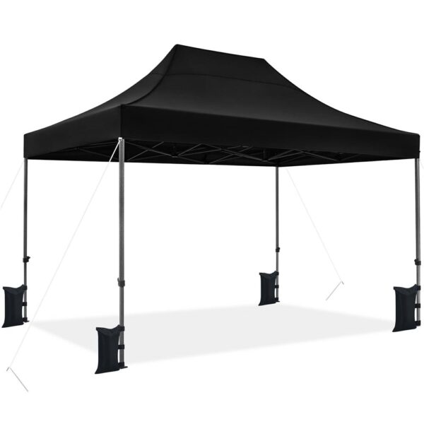 Alden Design 15x10 FT Pop-up Commercial Canopy with Roller Bag and Sandbags, Black