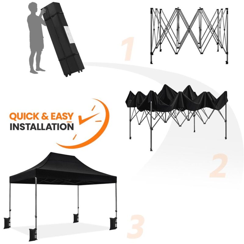 Alden Design 15x10 FT Pop-up Commercial Canopy with Roller Bag and Sandbags, Black - Image 6