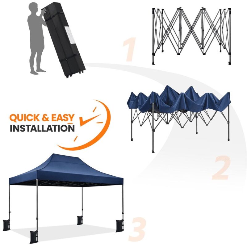 Alden Design 15x10 FT Pop-up Commercial Canopy with Roller Bag and Sandbags, Navy Blue - Image 5