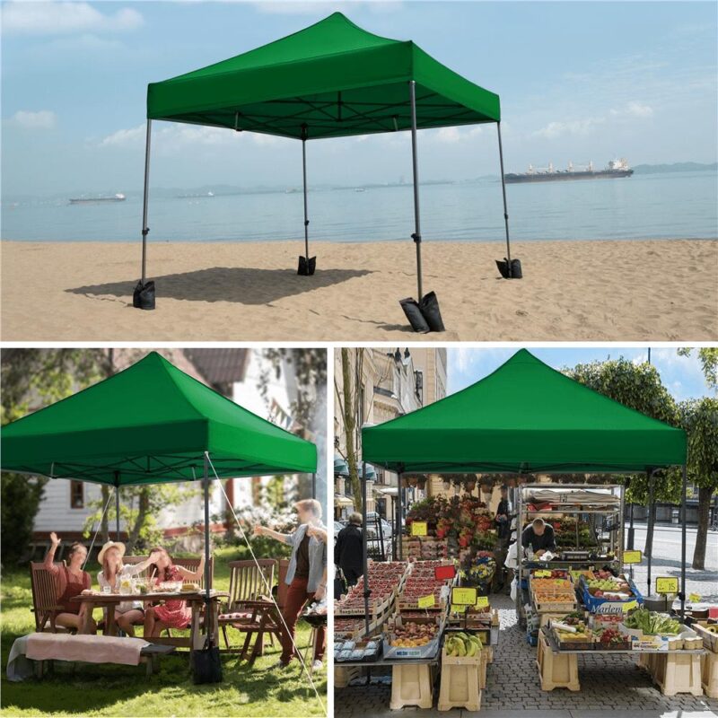 Alden Design Adjustable 10' x 10' Commercial Pop-up Canopy with Wheeled Carry Bag, Dark Green - Image 3