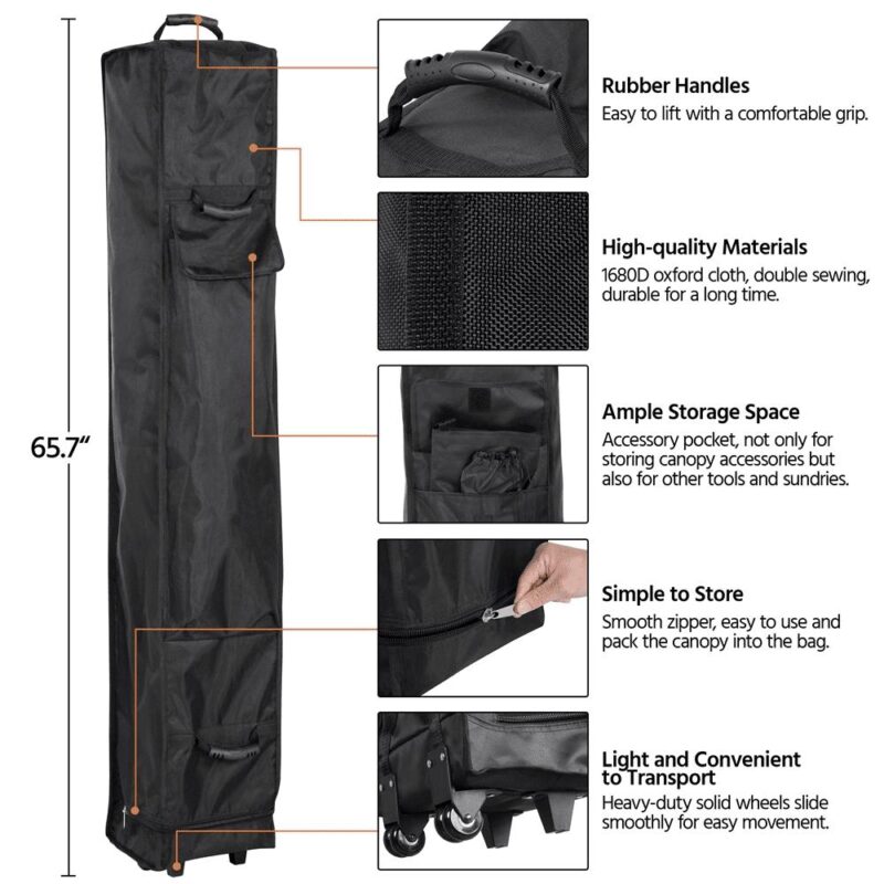 Alden Design Adjustable 10' x 10' Commercial Pop-up Canopy with Wheeled Carry Bag, Dark Green - Image 9