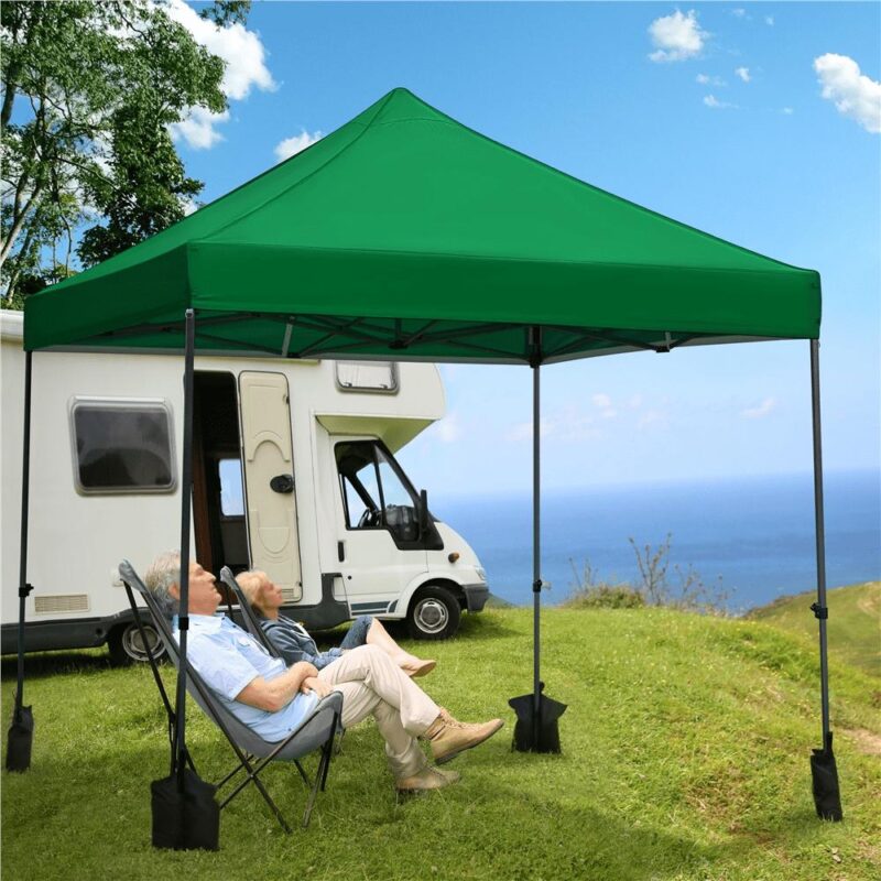 Alden Design Adjustable 10' x 10' Commercial Pop-up Canopy with Wheeled Carry Bag, Dark Green - Image 7