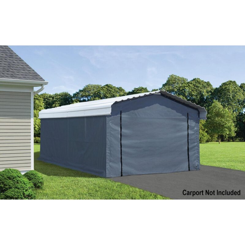 Arrow Carports Enclosure Kit for Galvanized Steel Carport, Fabric Carport Wall Panels, 12' x 20' x 7' - Image 8