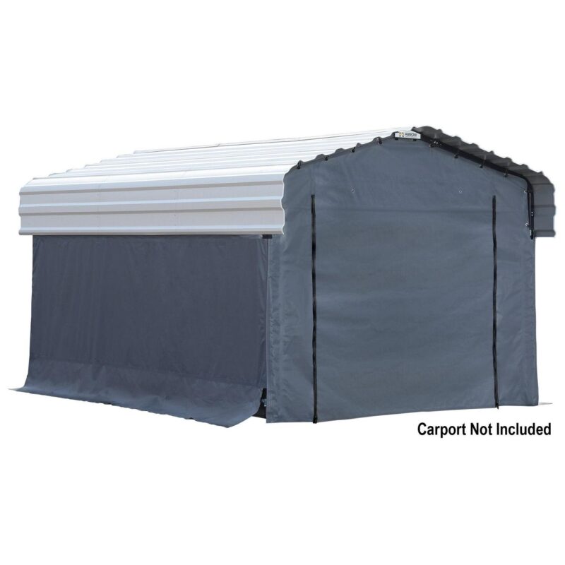 Arrow Carports Enclosure Kit for Galvanized Steel Carport, Fabric Carport Wall Panels, 10' x 15' x 7' - Image 8