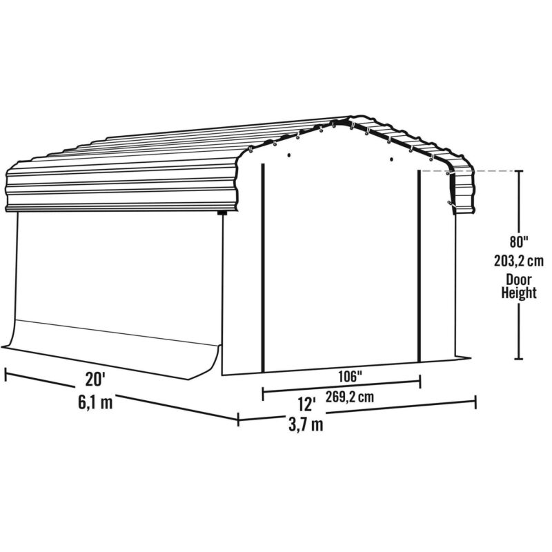 Arrow Carports Enclosure Kit for Galvanized Steel Carport, Fabric Carport Wall Panels, 12' x 20' x 7' - Image 4