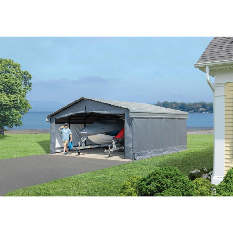 Arrow Carports Enclosure Kit for Galvanized Steel Carport, Fabric Carport Wall Panels, 20' x 20' x 7' - Image 8
