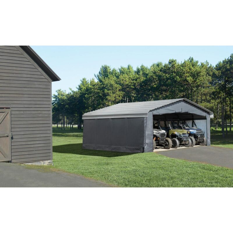 Arrow Carports Enclosure Kit for Galvanized Steel Carport, Fabric Carport Wall Panels, 20' x 20' x 7' - Image 7