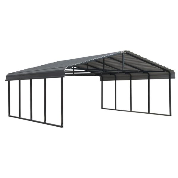 Arrow Carports Galvanized Steel Carport, Double Car Metal Carport Kit, 20' x 20' x 7', Charcoal