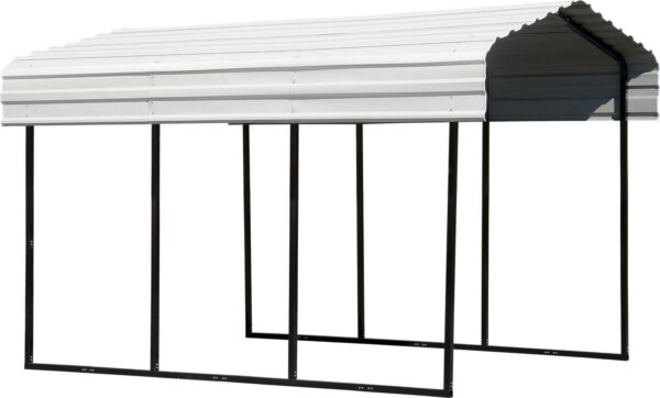 Arrow Carports Galvanized Steel Carport, Compact Car Metal Carport Kit, 10' x 15' x 9', Eggshell