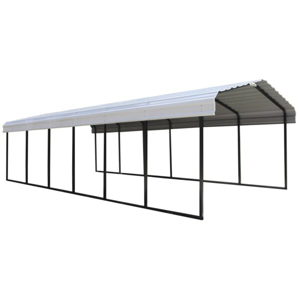 Arrow Carports Galvanized Steel Carport, Full-Size Metal Carport Kit, 12' x 29' x 7', Eggshell