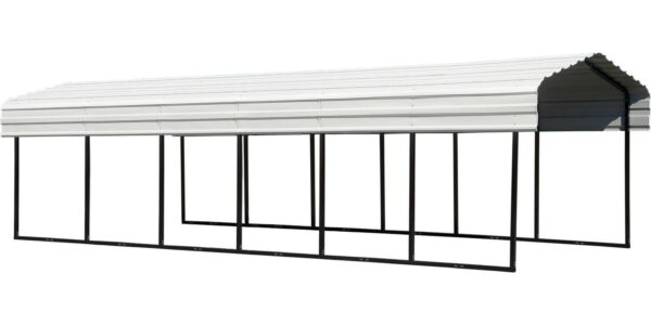 Arrow Carports Galvanized Steel Carport, Compact Car Metal Carport Kit, 10' x 24' x 7', Eggshell