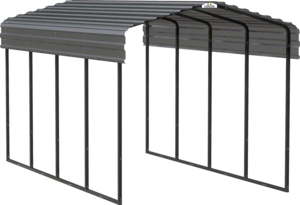 Arrow Carports Galvanized Steel Carport, Compact Car Metal Carport Kit, 10' x 20' x 9', Charcoal