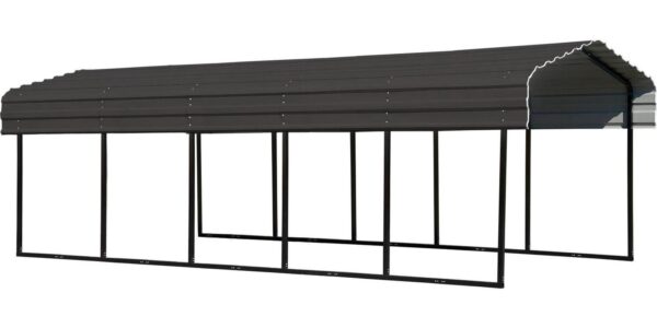 Arrow Carports Galvanized Steel Carport, Compact Car Metal Carport Kit, 10' x 24' x 7', Charcoal