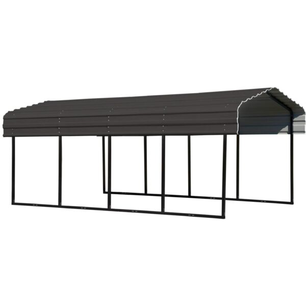 Arrow Carports Galvanized Steel Carport, Compact Car Metal Carport Kit, 10' x 20' x 7', Charcoal